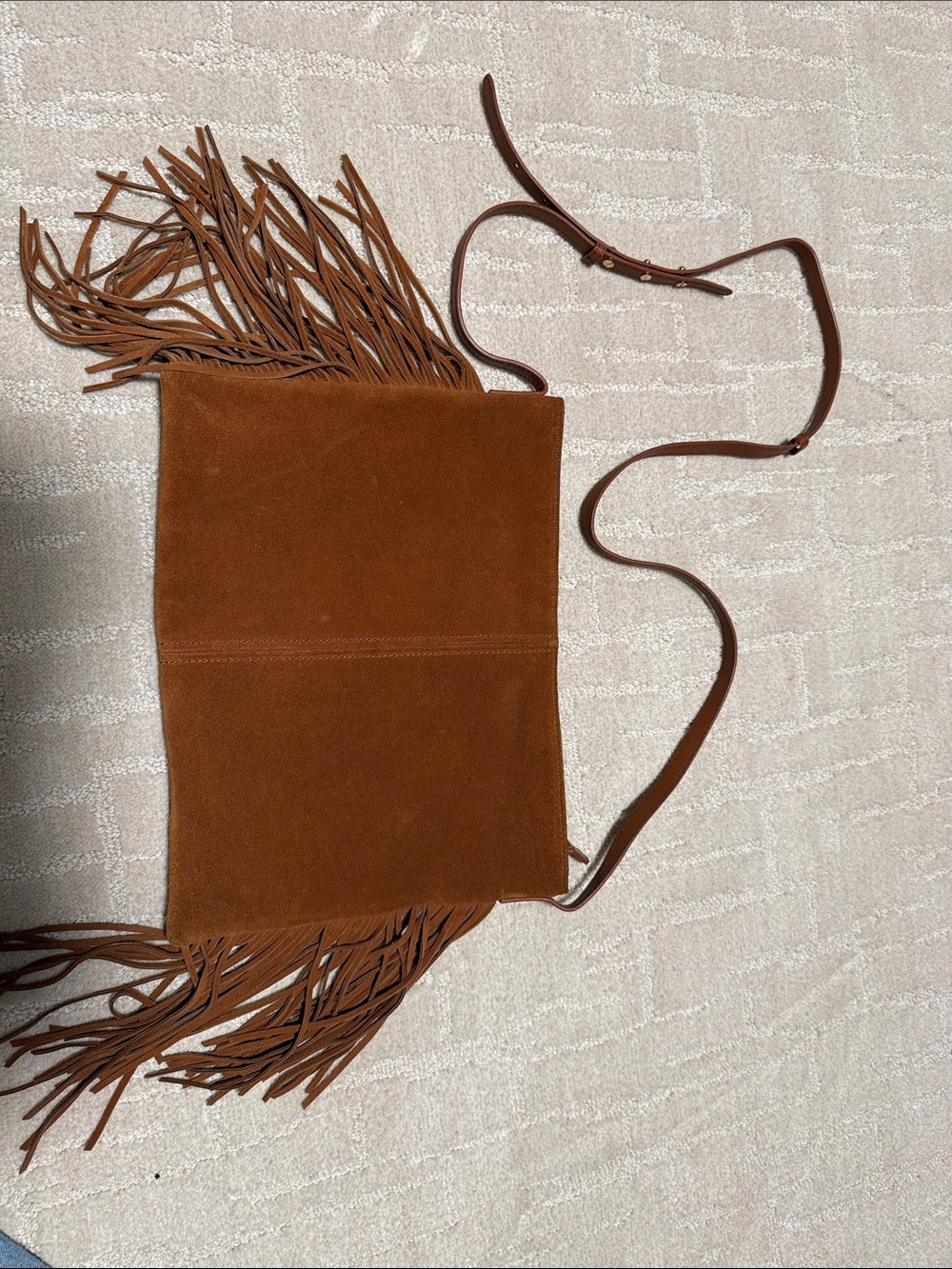 Mark & Graham Brown Suede Fringe Crossbody Bag